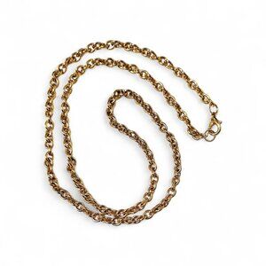 Handmade Gold Tone Chain Necklace Classic Cable Link Chain Long Layering Necklac